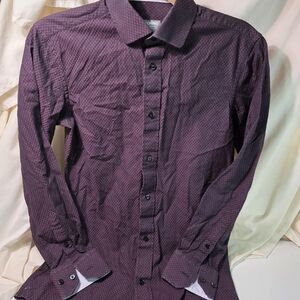 Men's Indochino Burgundy Checkered Button Down Shirt